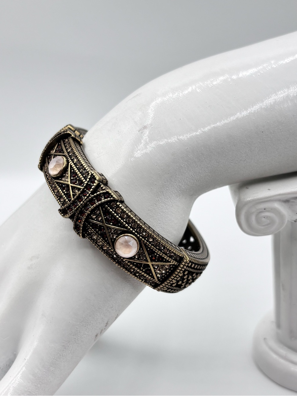 Heidi Daus Conscious Coupling Cuff Single Hinge Bangle in Champagne - Picture 3 of 11